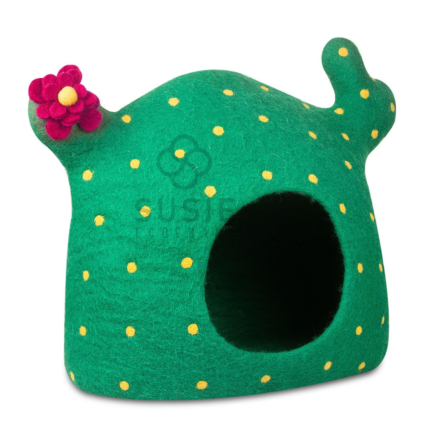 Cat Cave Bed Cactus Handmade Eco Friendly Natural Felted New Zealand Wool Warm and Cozy Beds for Cats and Kittens ~Bonus Wool Ball