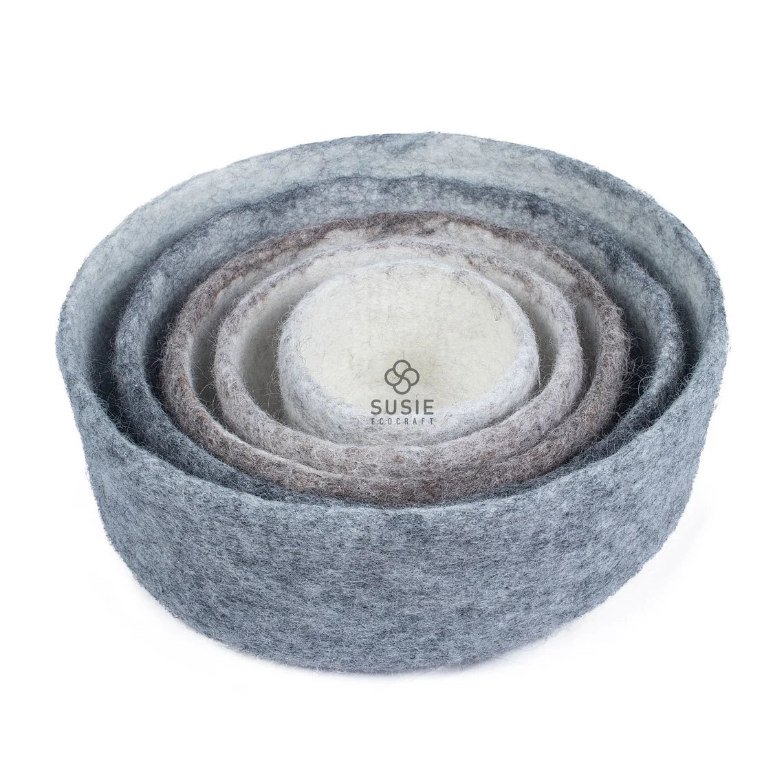 Handmade Ecofriendly Felt Bowls Set of 5 | Multipurpose Wool Storage Bowls