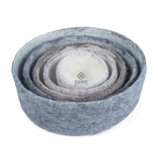 Handmade Ecofriendly Felt Bowls Set of 5 | Multipurpose Wool Storage Bowls