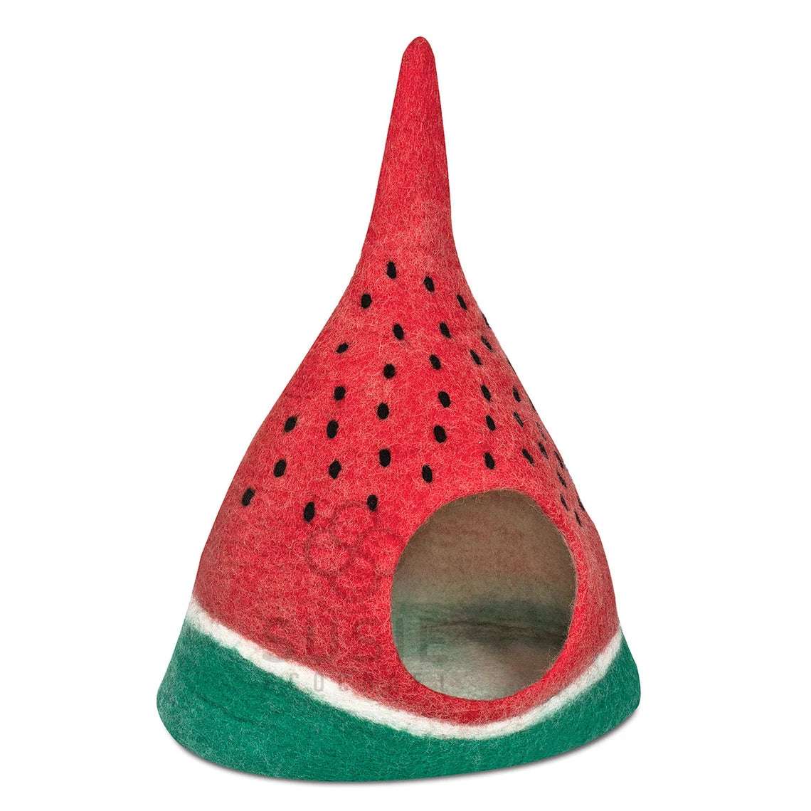 Cat Cave Strawberry Design – Handmade Eco Friendly Natural Felted New Zealand Wool