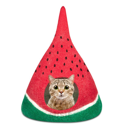 Cat Cave Strawberry Design – Handmade Eco Friendly Natural Felted New Zealand Wool