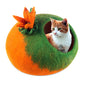 Cat Cave Bed – Orange Pumpkin | Handmade Felted New Zealand Wool