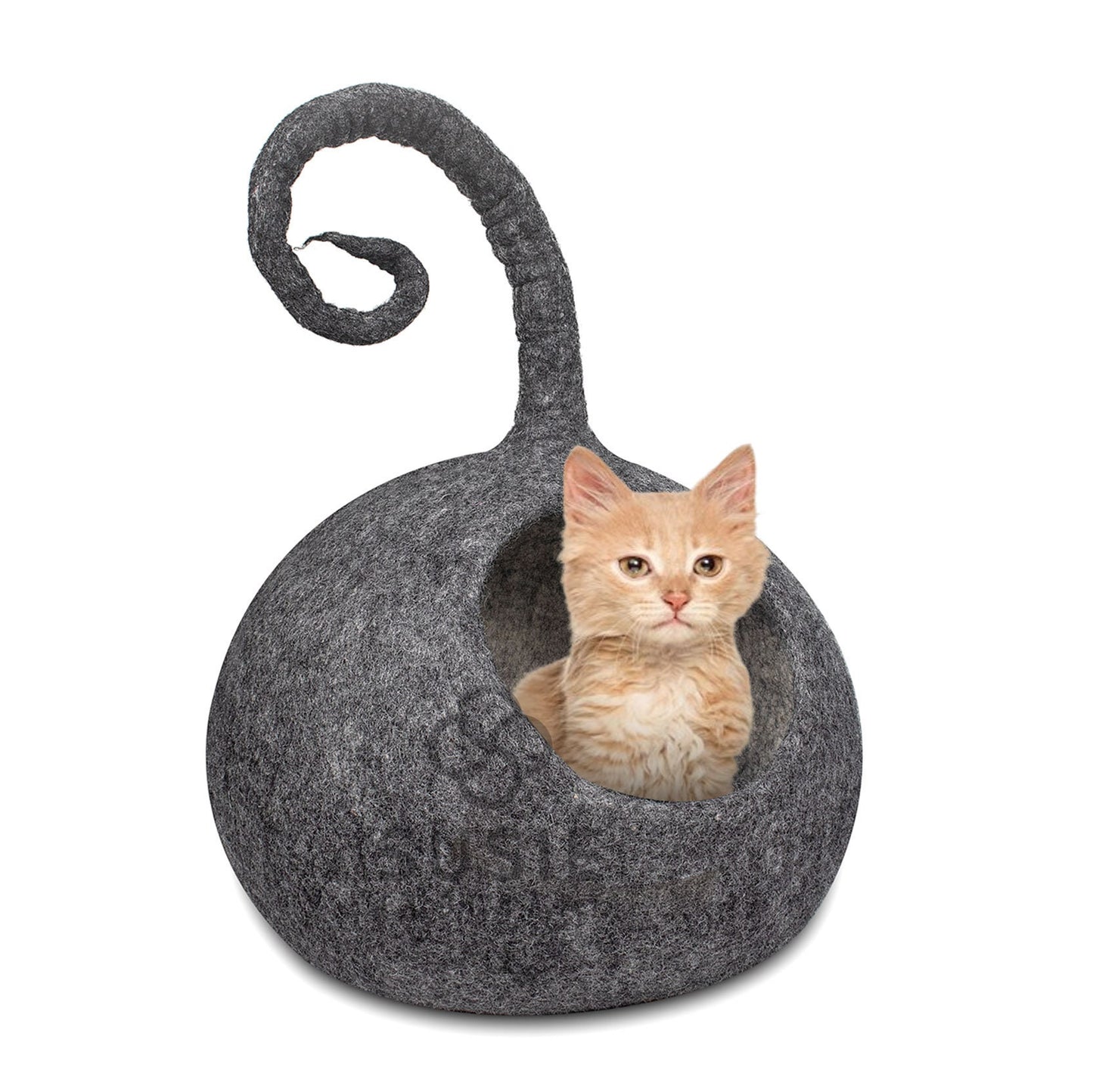 Cat Cave natural long tail Handmade Eco Friendly Natural Felted 100% New Zealand Wool Warm and Cozy Beds for Cats and Kittens
