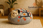 Handmade Felt Cat Cave Eco Friendly New Zealand Wool Pet Bed Cozy Indoor Cat House Multicolour Tree Design for Cats and Kittens