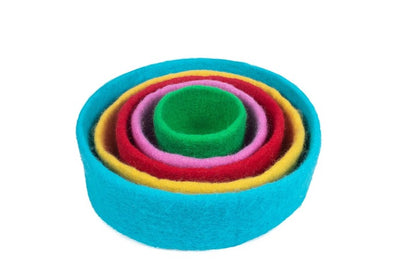 Handmade Felt Bowl Set of 5 — Pure New Zealand Wool
